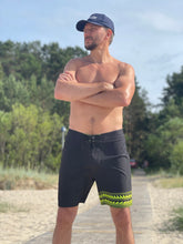 Board Shorts in Black/ Neon Lemon